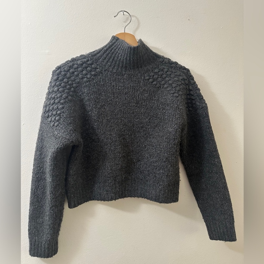 Free People Charcoal Textured Turtleneck Sweater - Picture 3 of 6